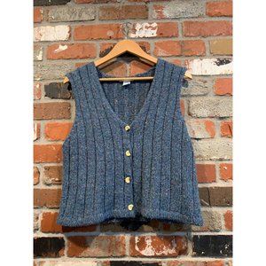 BLUE KNIT BUTTON UP VEST
